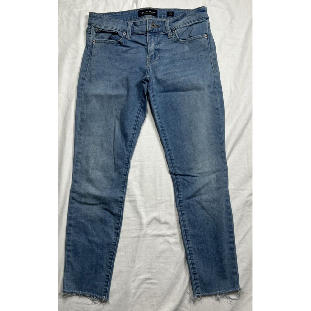 Lucky Brand Jeans Women's Size 4/27 Blue Stella Skinny Faded Stretch Raw Hem EUC